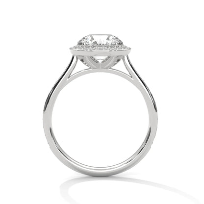 2.0ct Round Brilliant Cut Moissanite Halo Solitaire Ring with Pave Band 925 Sterling Silver