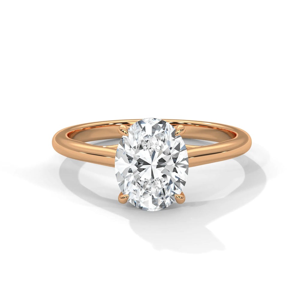 2.0ctw Oval Cut Moissanite Solitaire Ring 925 Sterling Silver Classic Trellis Engagement Band