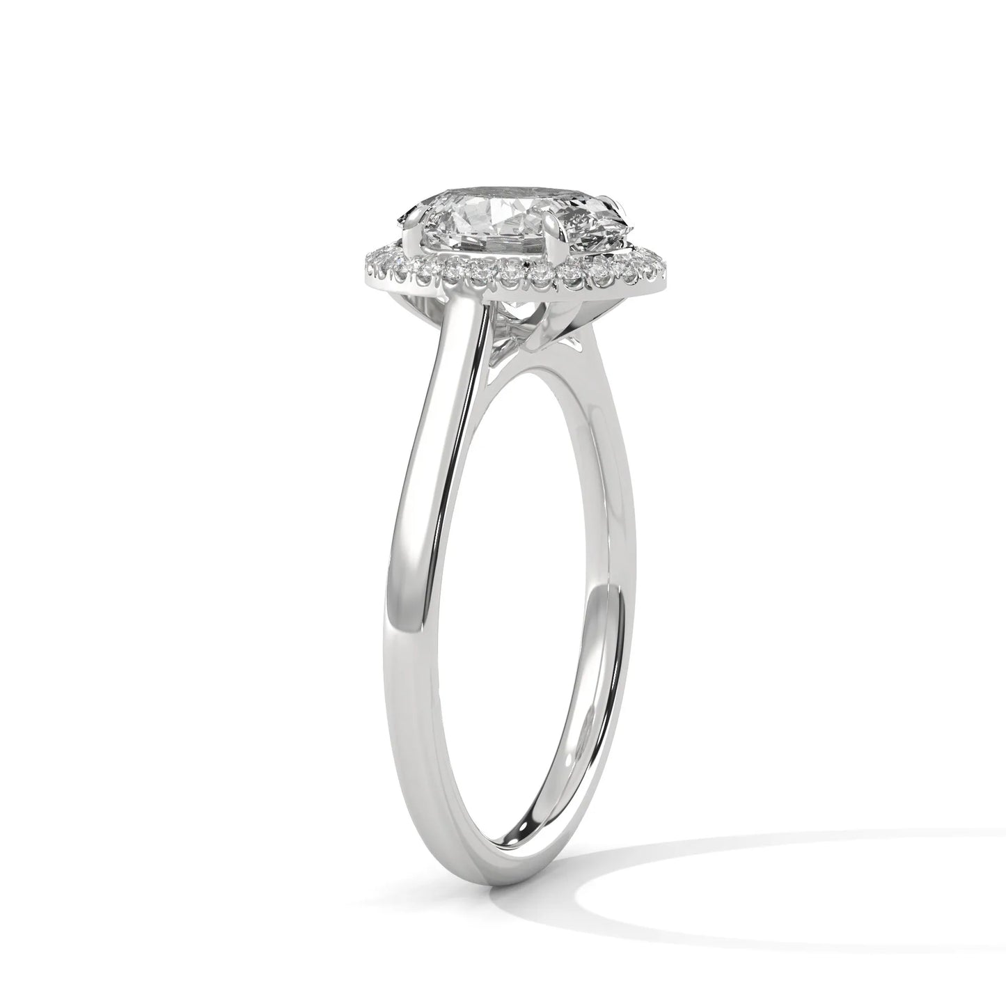 2.0ct oval cut moissanite halo solitaire ring 925 sterling silver engagement band