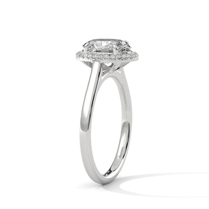 2.0ct Oval Cut Moissanite Halo Solitaire Ring 925 Sterling Silver Engagement Band