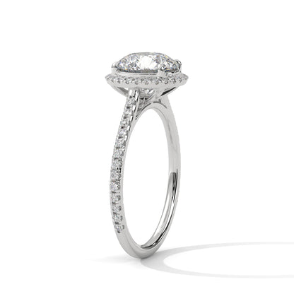 2.0ct Round Brilliant Cut Moissanite Halo Solitaire Ring 925 Sterling Silver Engagement Band