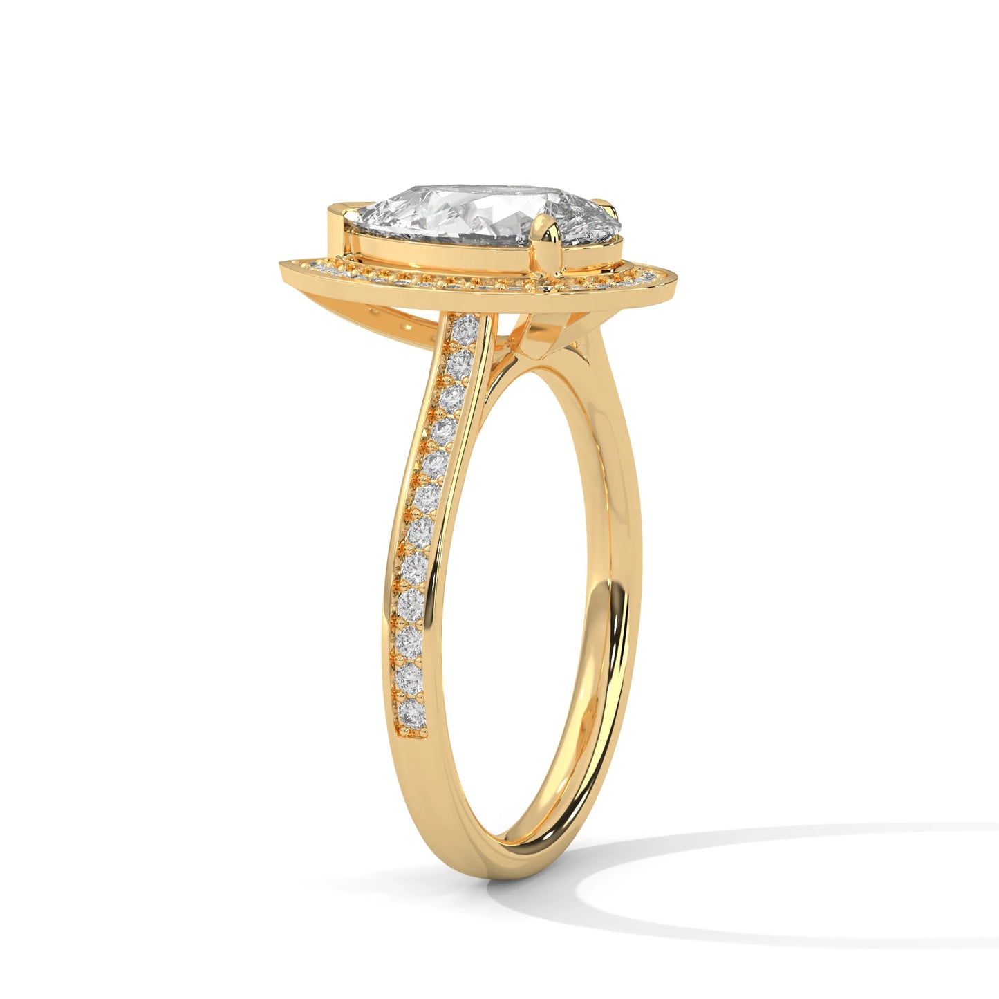 pear cut halo moissanite engagement ring 925 sterling silver pave set wedding band