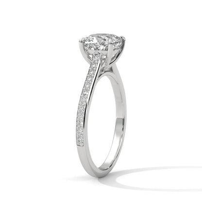 2.24ctw Cushion Cut Moissanite Solitaire Ring with Pave Set Band 925 Sterling Silver