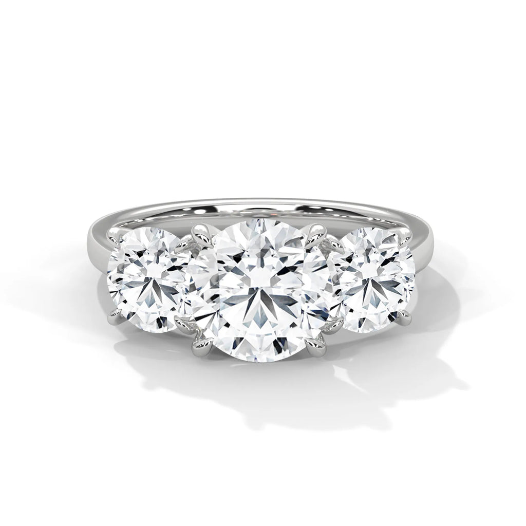 2.0ct Round Brilliant Cut Moissanite 3-Stone Engagement Ring 925 Sterling Silver