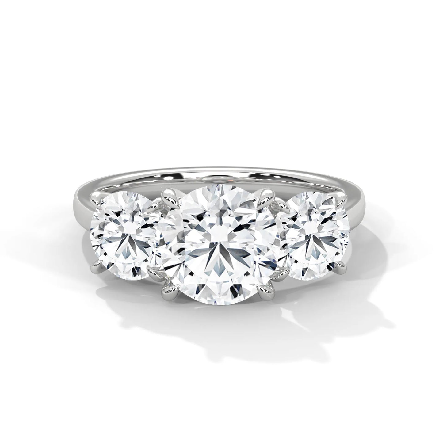 2.0ct round brilliant cut moissanite 3-stone engagement ring 925 sterling silver