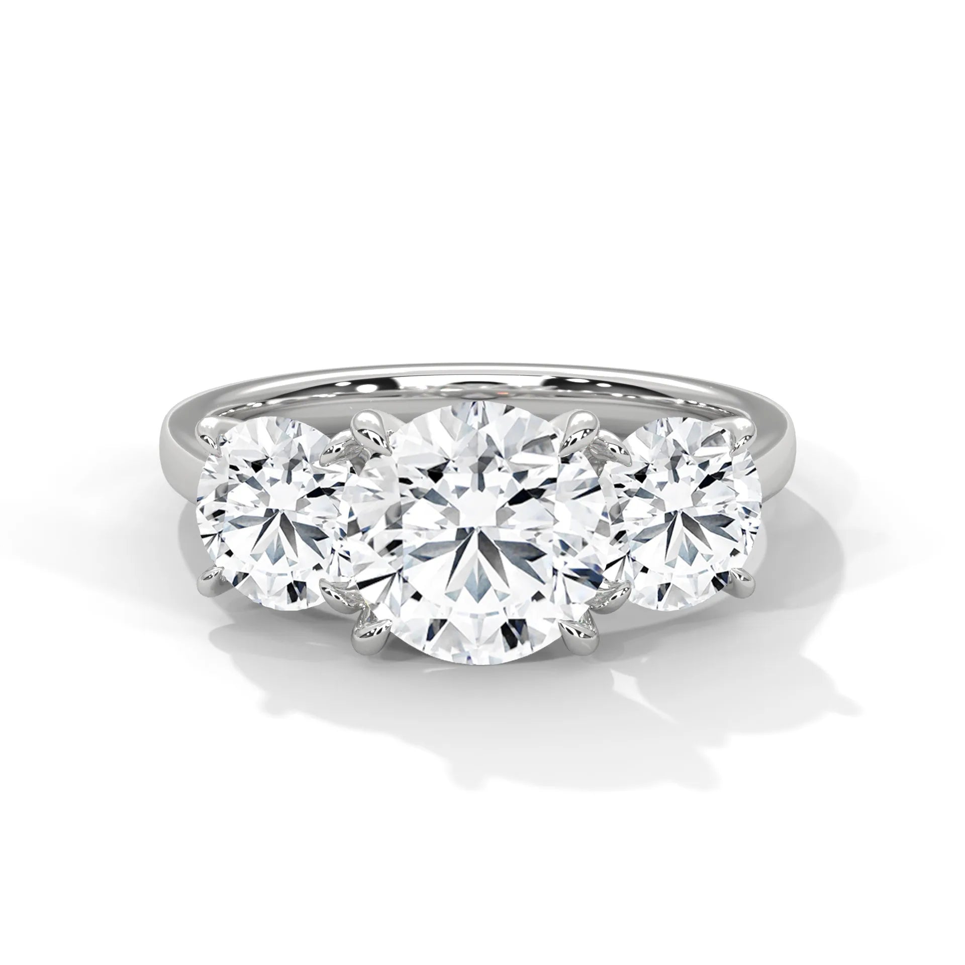 2.0ct Round Brilliant Cut Moissanite 3-Stone Engagement Ring 925 Sterling Silver
