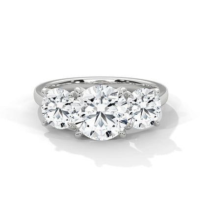 2.0ct Round Brilliant Cut Moissanite 3-Stone Engagement Ring 925 Sterling Silver