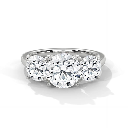 2.0ct Round Brilliant Cut Moissanite 3-Stone Engagement Ring 925 Sterling Silver