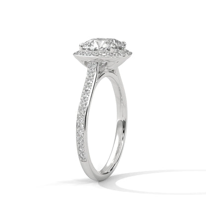 2.0ct Cushion Cut Moissanite Halo Solitaire Ring 925 Sterling Silver Engagement Band