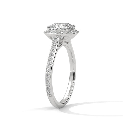 2.0ct Cushion Cut Moissanite Halo Solitaire Ring 925 Sterling Silver Engagement Band