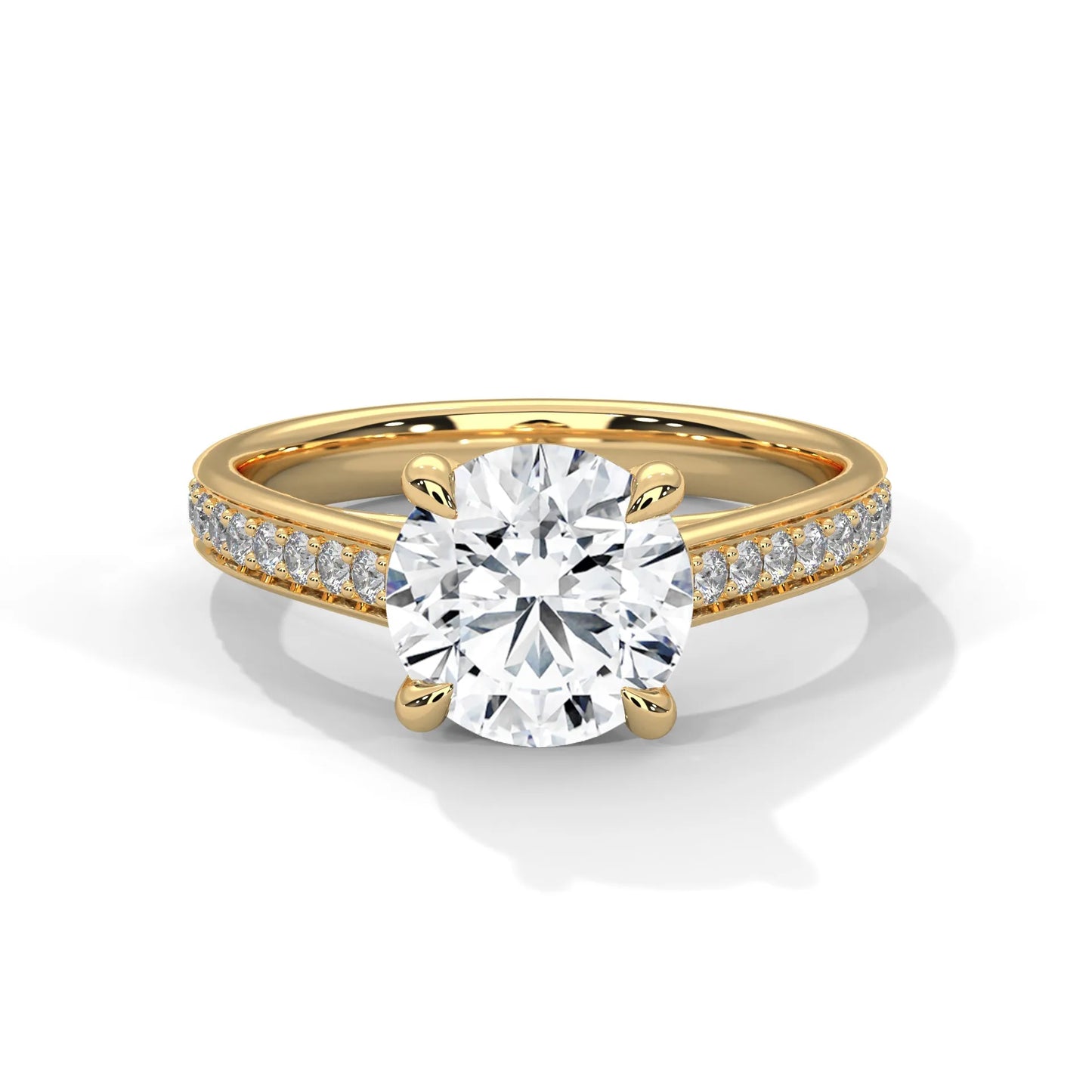 2.0ct round brilliant cut moissanite solitaire ring with pave set band 925 sterling silver