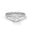 2.24ctw Cushion Cut Moissanite Solitaire Ring with Pave Set Band 925 Sterling Silver