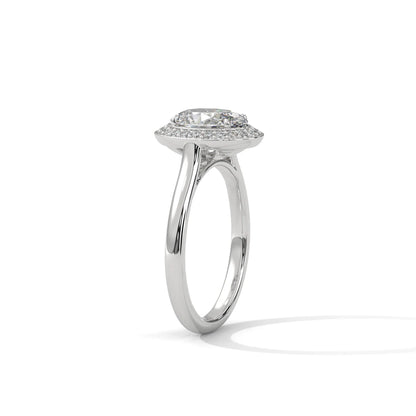2.0ct Oval Cut Moissanite Halo Solitaire Ring 925 Sterling Silver Engagement Band
