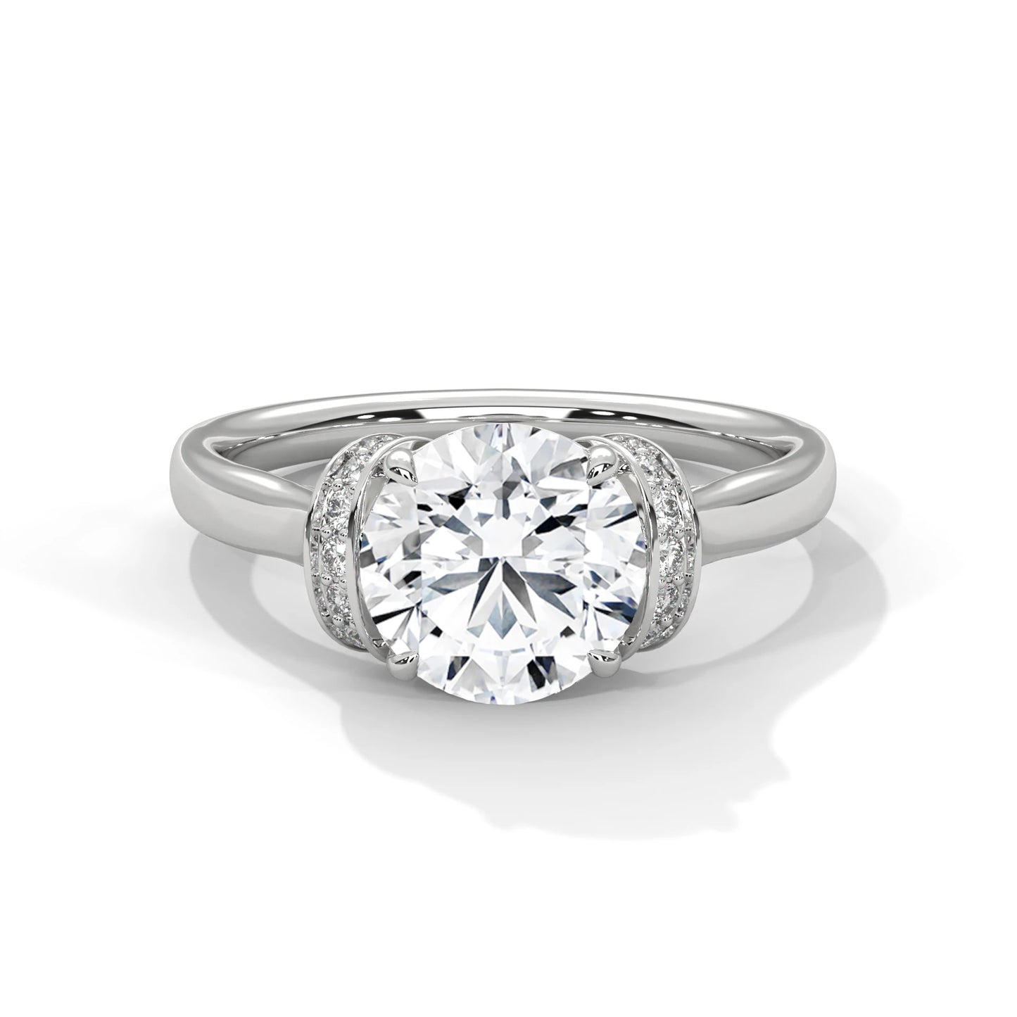 2.0ct round brilliant cut moissanite hidden halo solitaire ring 925 sterling silver engagement band