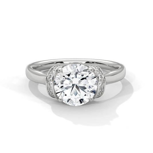 2.0ct Round Brilliant Cut Moissanite Hidden Halo Solitaire Ring 925 Sterling Silver Engagement Band