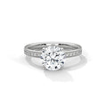 2.0ct Round Brilliant Cut Moissanite Solitaire Ring with Pave Set Band 925 Sterling Silver