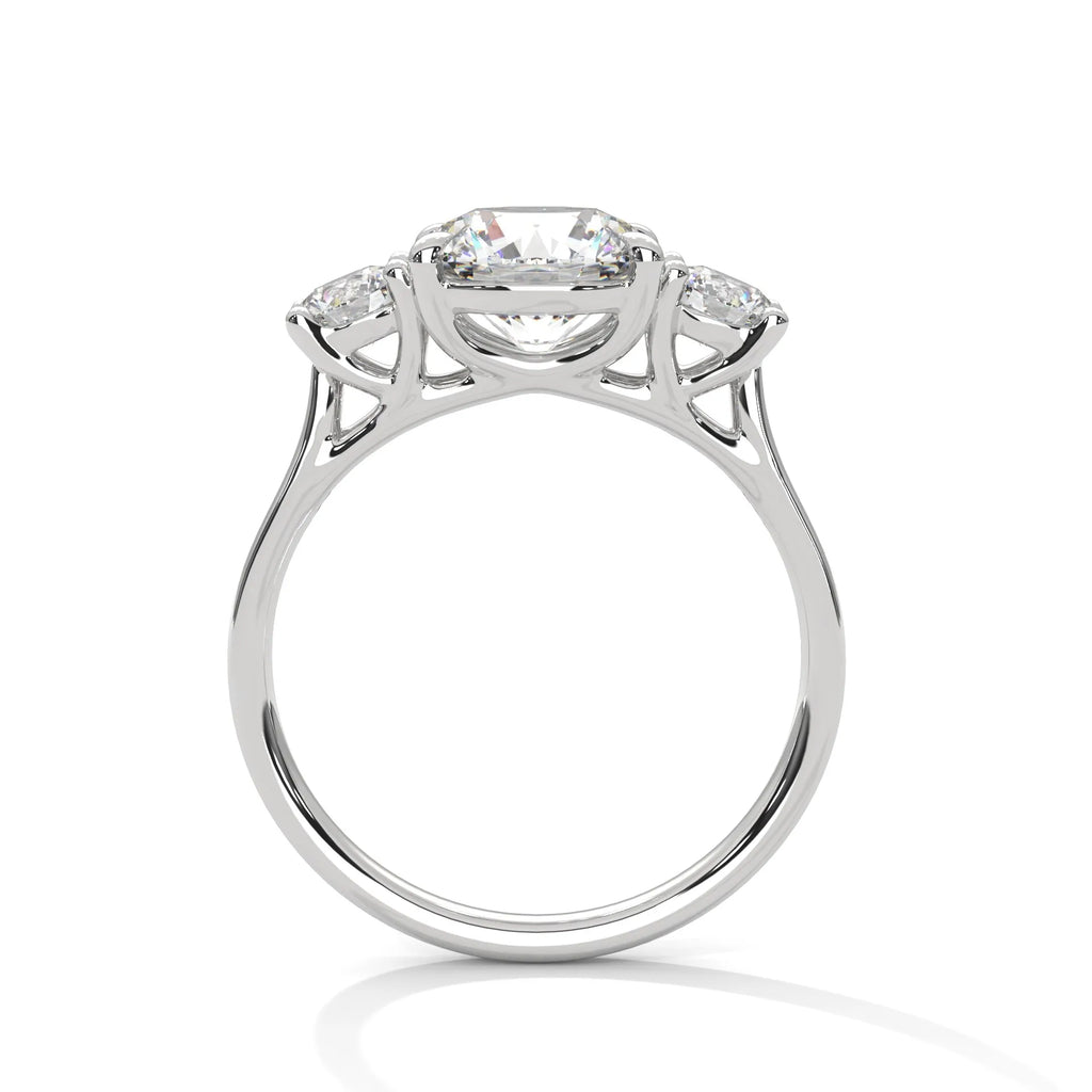 2.0ct Round Brilliant Cut Moissanite 3-Stone Engagement Ring 925 Sterling Silver