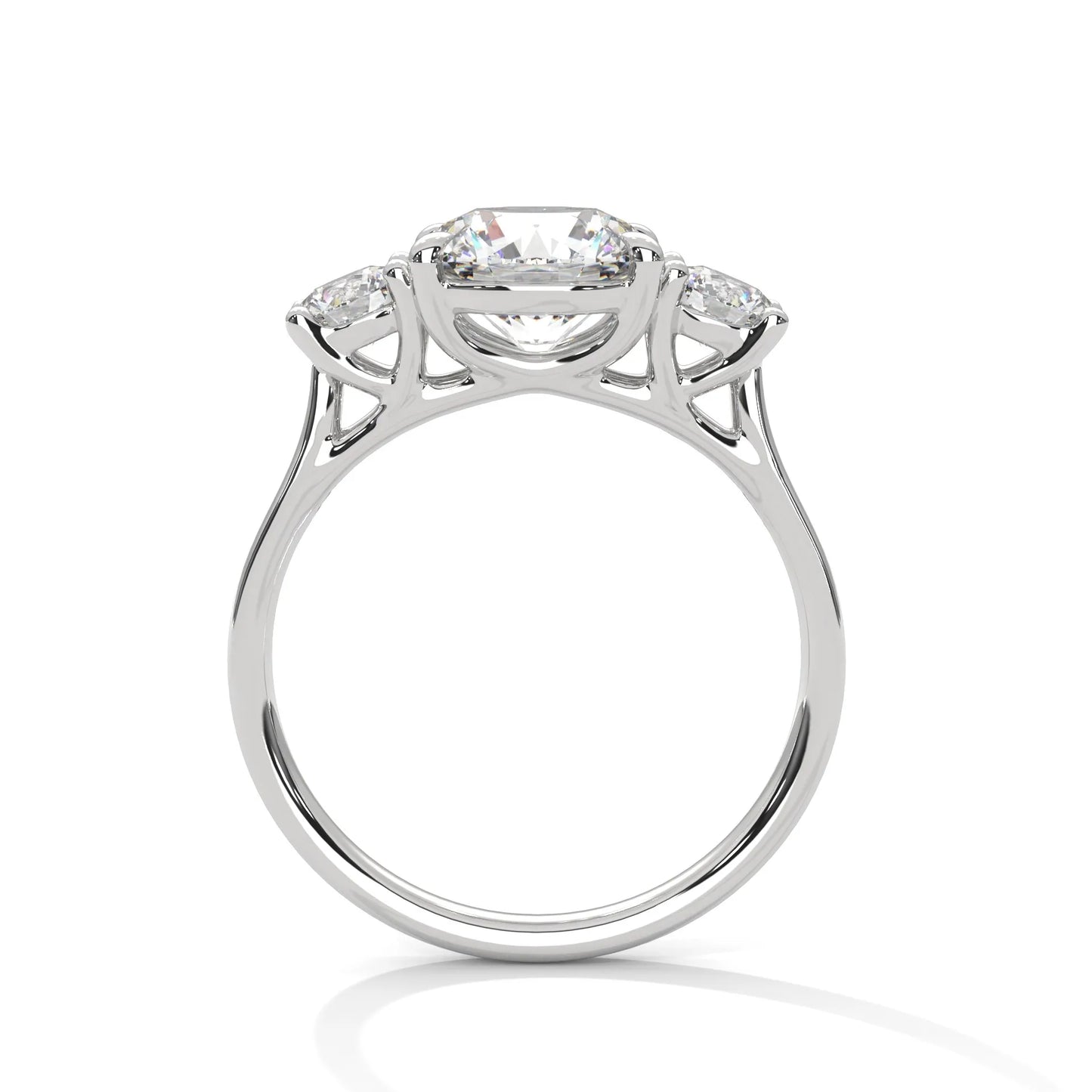 2.0ct round brilliant cut moissanite 3-stone engagement ring 925 sterling silver