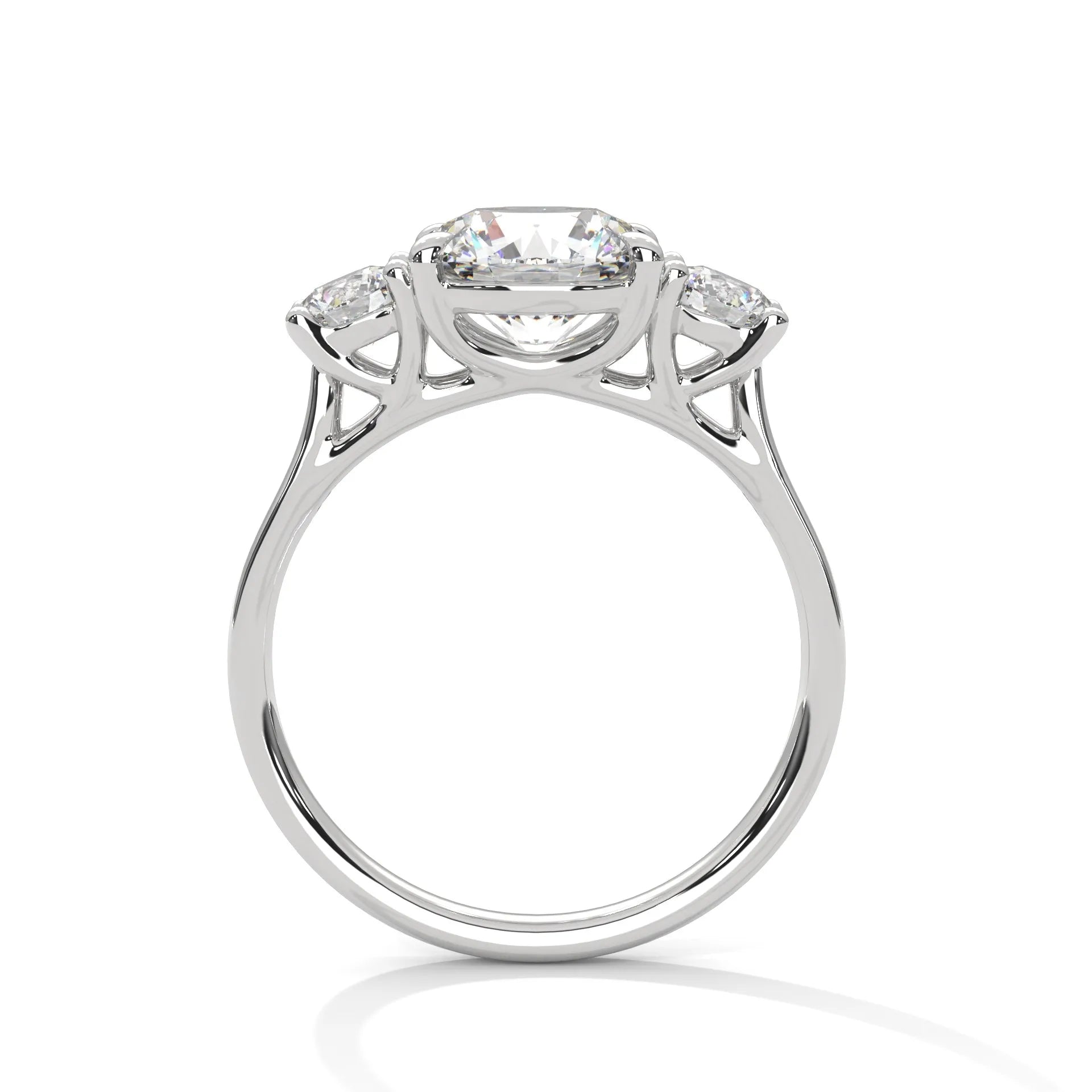 2.0ct Round Brilliant Cut Moissanite 3-Stone Engagement Ring 925 Sterling Silver