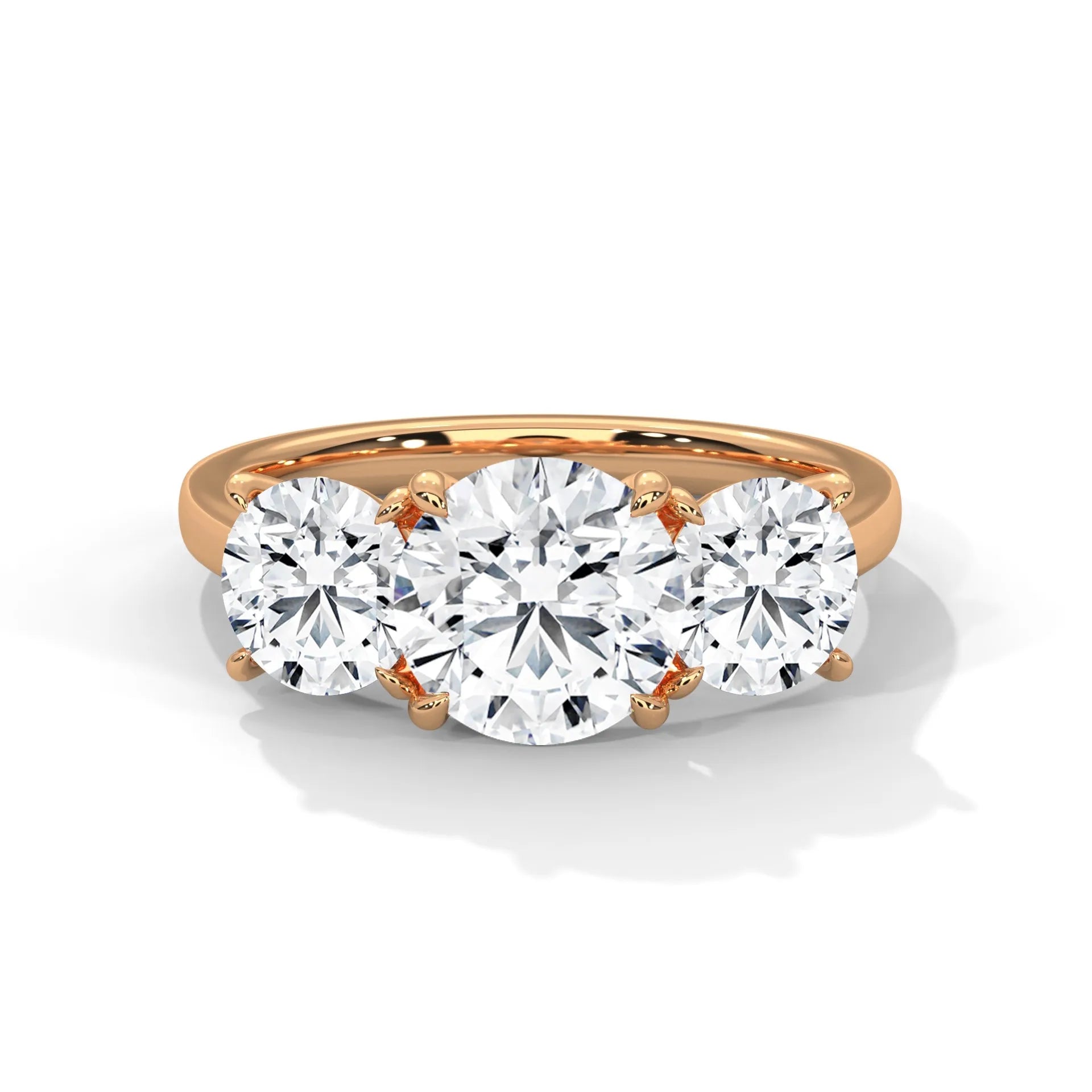 2.0ct Round Brilliant Cut Moissanite 3-Stone Ring 925 Sterling Silver Classic Engagement Band