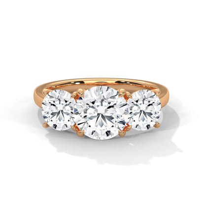 2.0ct Round Brilliant Cut Moissanite 3-Stone Ring 925 Sterling Silver Classic Engagement Band