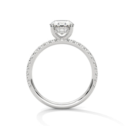 2.0ct Oval Cut Moissanite Solitaire Ring with Pave Set Band 925 Sterling Silver