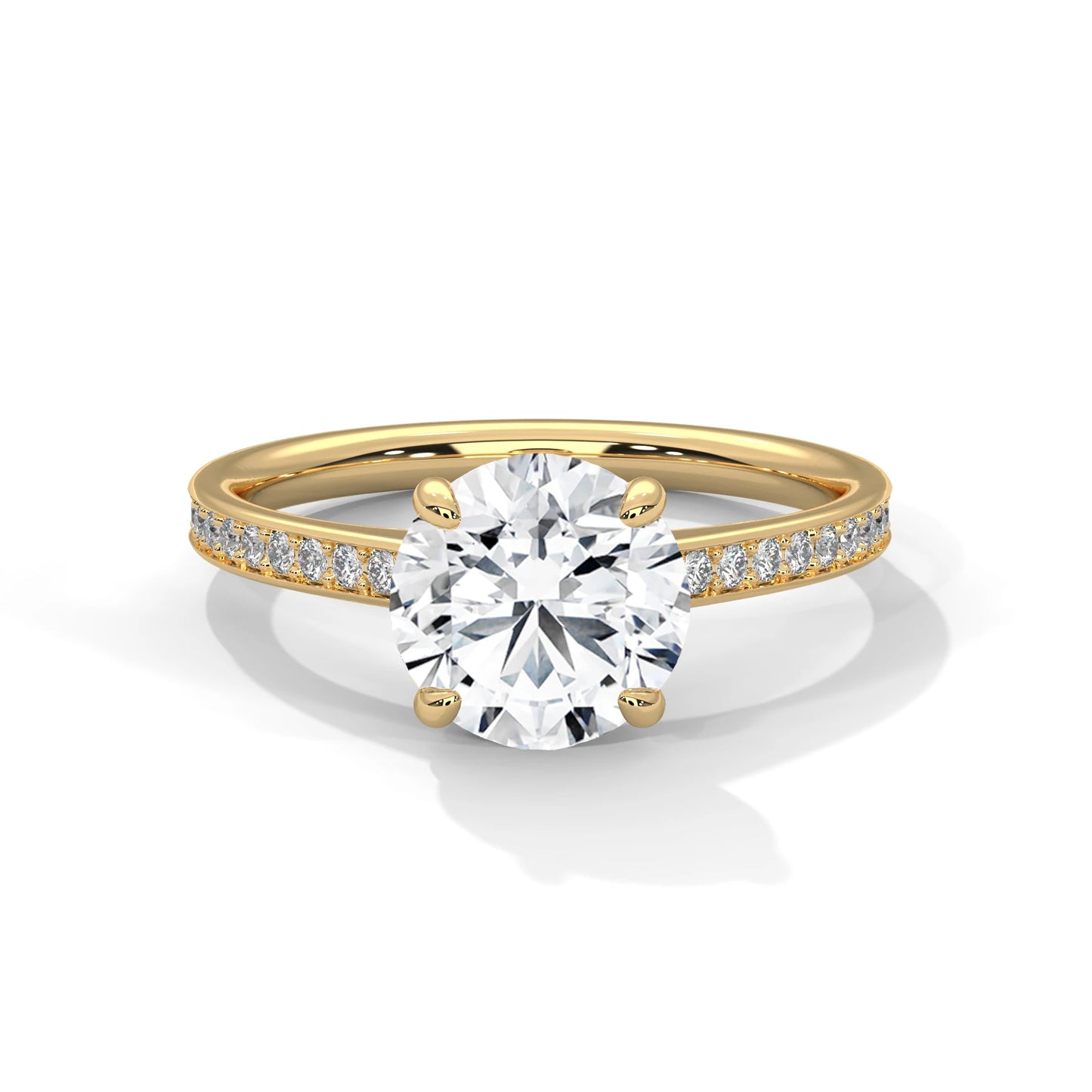 2.0ct round brilliant cut moissanite solitaire ring with pave band 925 sterling silver
