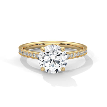 2.0ct Round Brilliant Cut Moissanite Solitaire Ring with Pave Band 925 Sterling Silver
