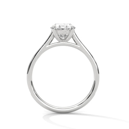 2.0ct Oval Cut Moissanite Solitaire Ring with Pave Set Band 925 Sterling Silver Engagement Band