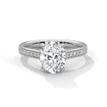2.0ct Oval Cut Moissanite Solitaire Ring with Pave Band 925 Sterling Silver