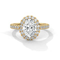 2.0ct Oval Cut Moissanite Halo Engagement Ring with Pave Band 925 Sterling Silver