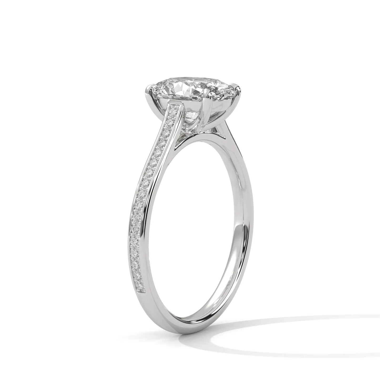 2.0ct oval cut moissanite solitaire ring with pave set band 925 sterling silver engagement band