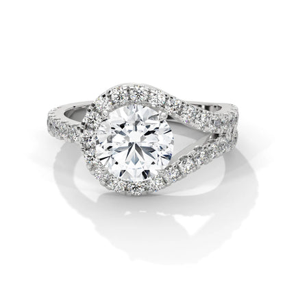 2.54ctw Round Brilliant Cut Moissanite Bypass Halo Ring 925 Sterling Silver Engagement Band