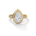 Pear Cut Halo Moissanite Engagement Ring 925 Sterling Silver Pave Set Wedding Band