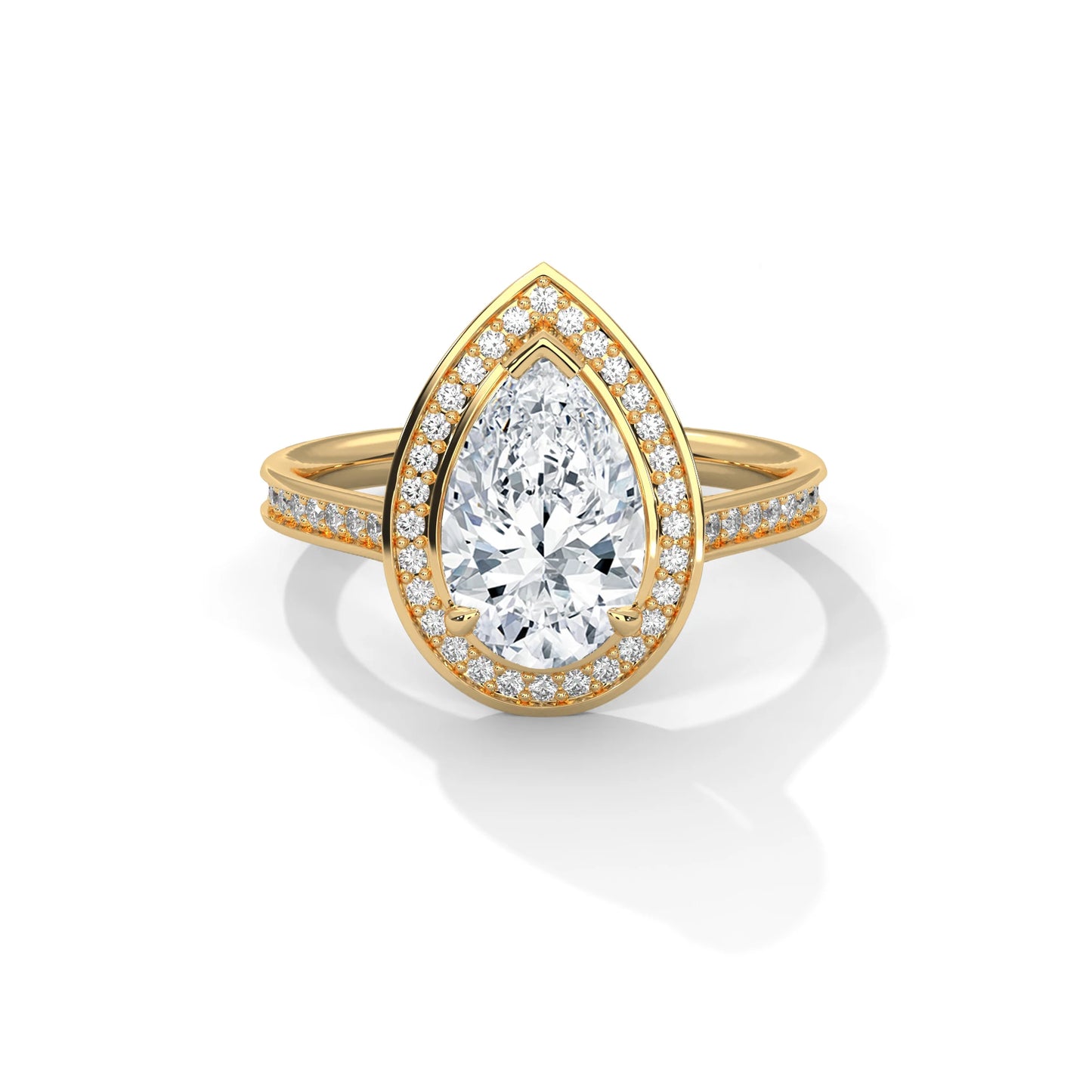 pear cut halo moissanite engagement ring 925 sterling silver pave set wedding band