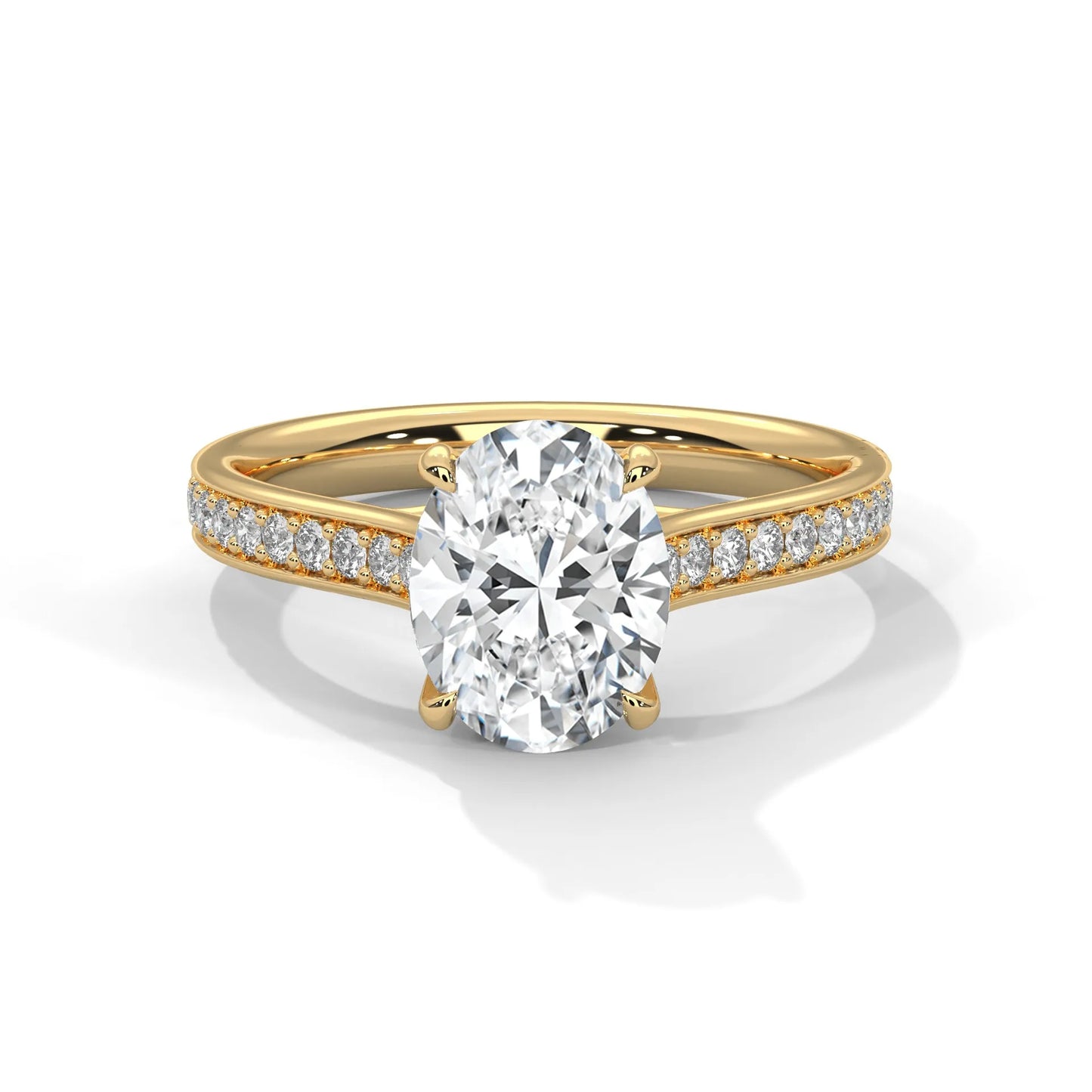 2.0ct oval cut moissanite solitaire ring with pave band 925 sterling silver