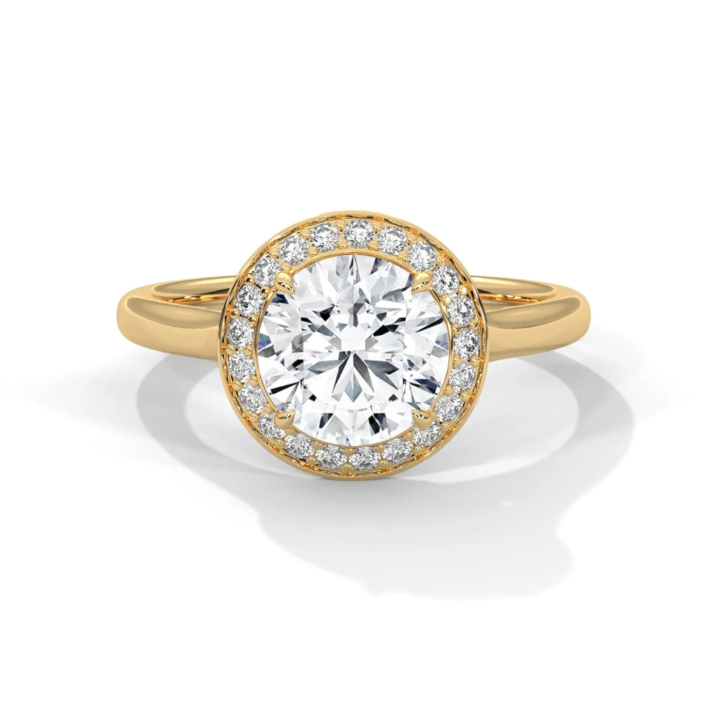 2.0ct Round Brilliant Cut Moissanite Halo Solitaire Ring 925 Sterling Silver Engagement Band
