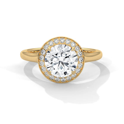 2.0ct Round Brilliant Cut Moissanite Halo Solitaire Ring 925 Sterling Silver Engagement Band
