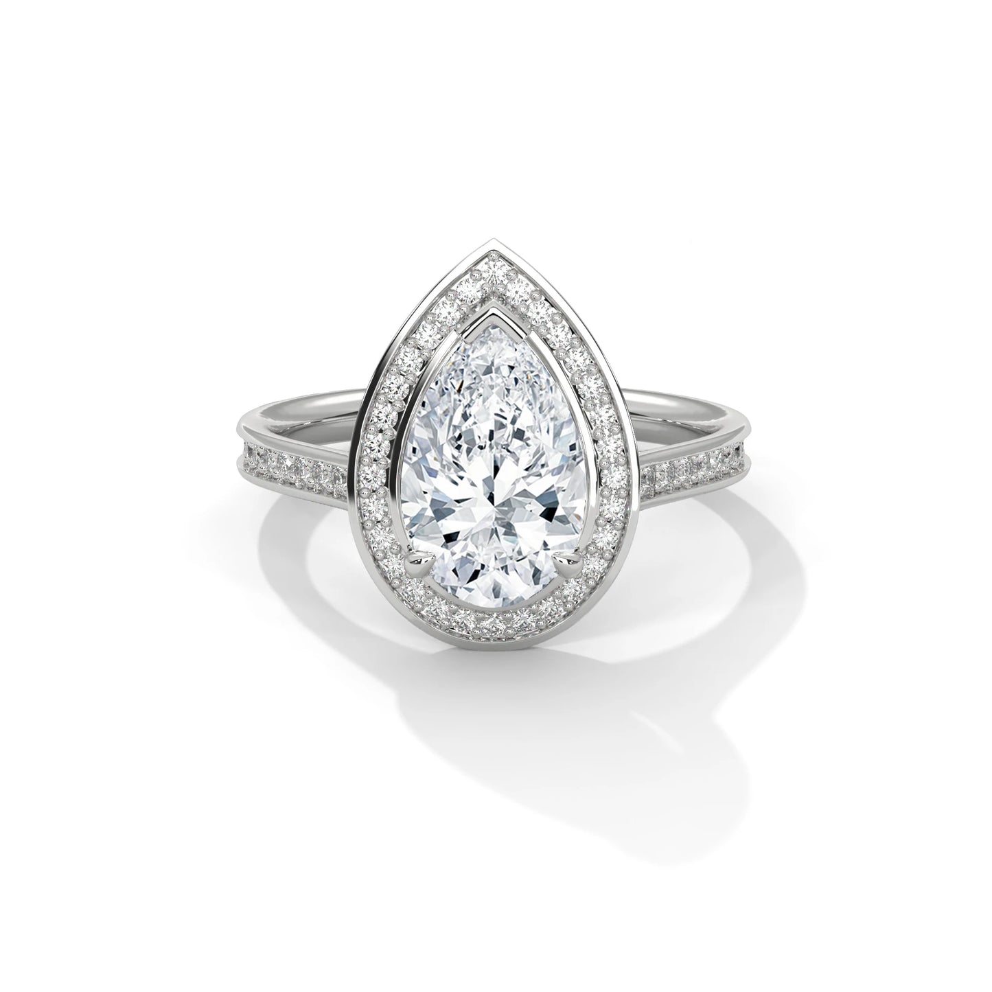 pear cut halo moissanite engagement ring 925 sterling silver pave set wedding band