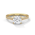 2.0ct Cushion Cut Moissanite Solitaire Ring with Pave Band 925 Sterling Silver