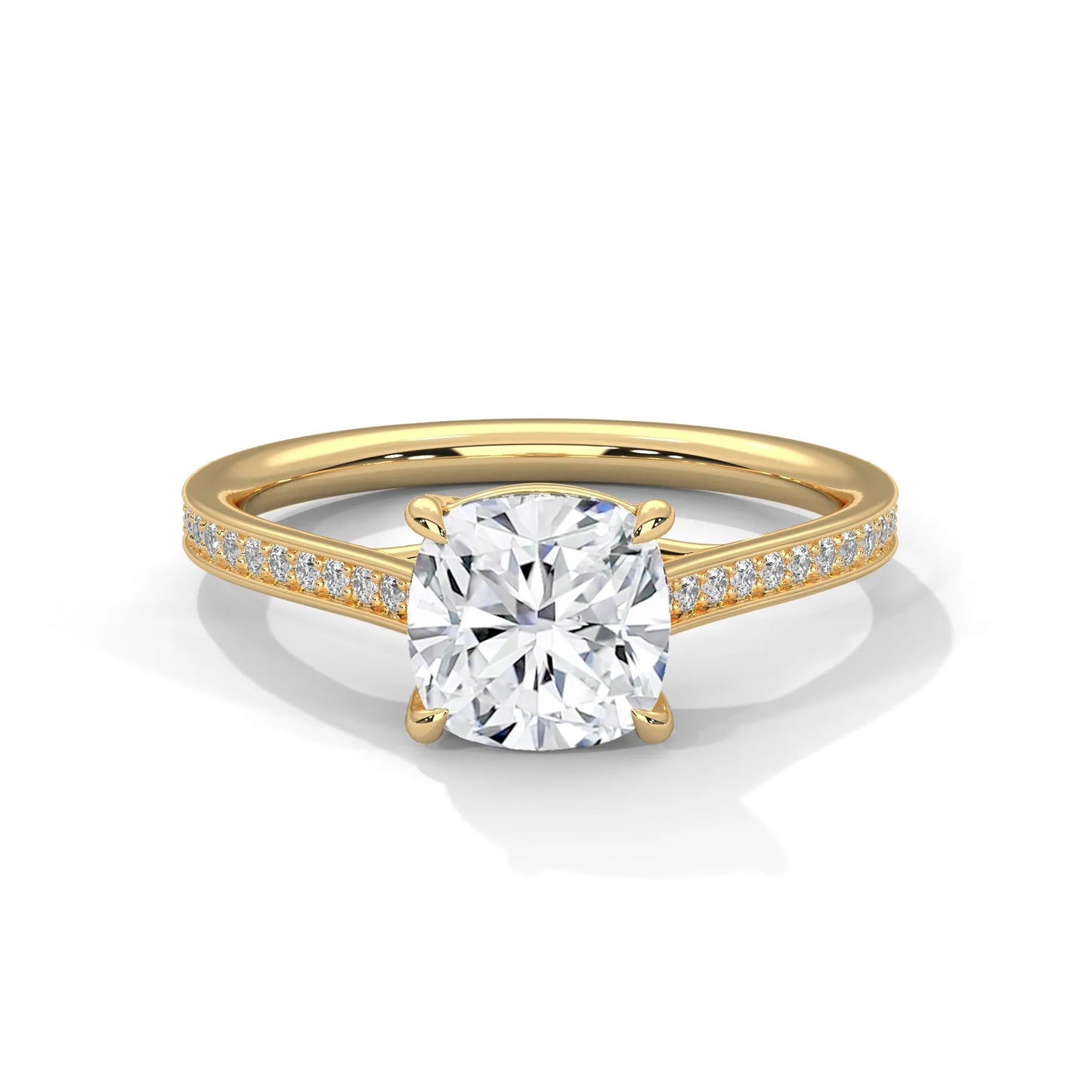 2.0ct cushion cut moissanite solitaire ring with pave band 925 sterling silver