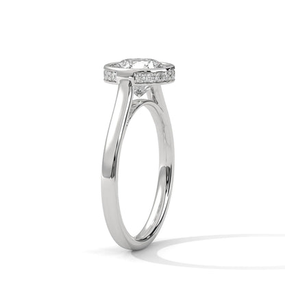 2.0ct Round Brilliant Cut Moissanite Bezel Set Solitaire Ring with Hidden Halo 925 Sterling Silver