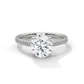 2.0ct Round Brilliant Cut Moissanite Solitaire Ring with Pave Band 925 Sterling Silver