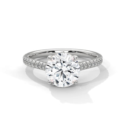 2.0ct Round Brilliant Cut Moissanite Solitaire Ring with Pave Band 925 Sterling Silver