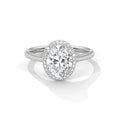 2.0ct Oval Cut Moissanite Halo Solitaire Ring 925 Sterling Silver Engagement Band