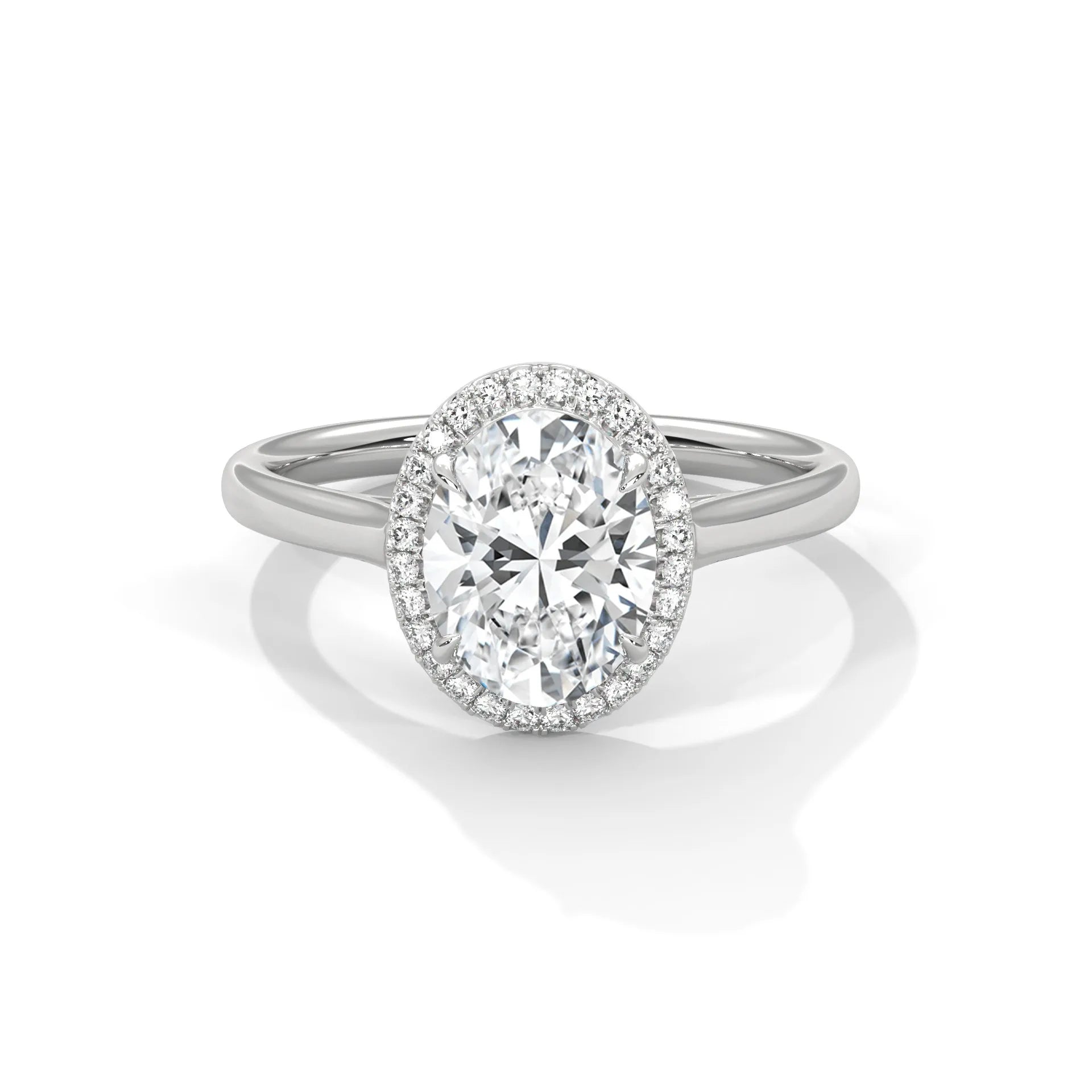 2.0ct Oval Cut Moissanite Halo Solitaire Ring 925 Sterling Silver Engagement Band