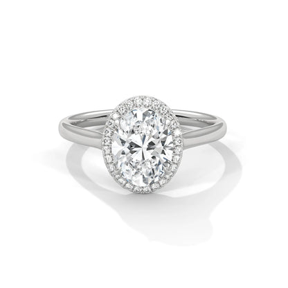 2.0ct Oval Cut Moissanite Halo Solitaire Ring 925 Sterling Silver Engagement Band