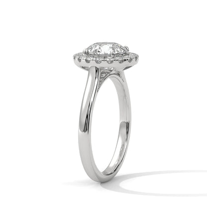 2.0ct Round Brilliant Cut Moissanite Halo Solitaire Ring 925 Sterling Silver Engagement Band