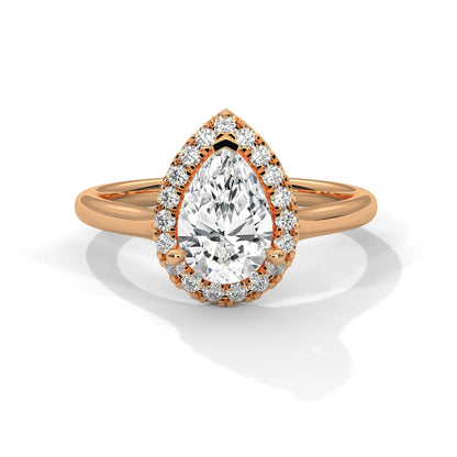 1.5ct Pear Cut Moissanite Halo Solitaire Ring 925 Sterling Silver Engagement Band
