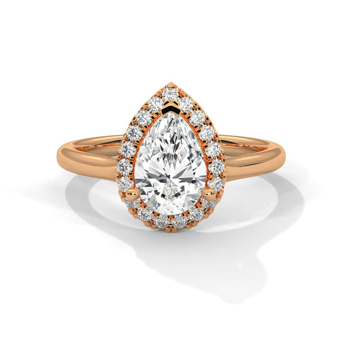 1.5ct Pear Cut Moissanite Halo Solitaire Ring 925 Sterling Silver Engagement Band